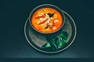 Thai: Red Curry w/ Pumpkin & Chicken, Cucumber Salad, Coconut Ice Cream